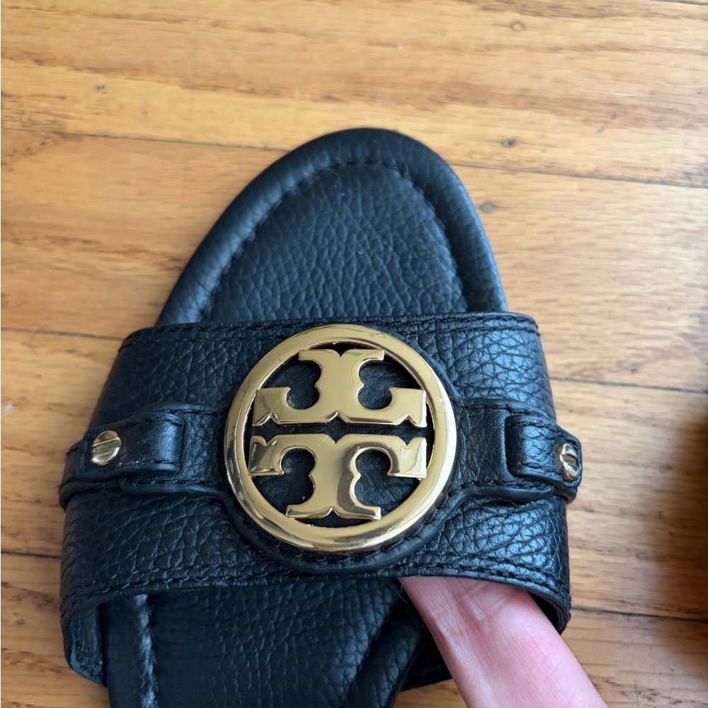 Tory Burch Leticia Black Leather Slide Sandals - Picture 10 of 11